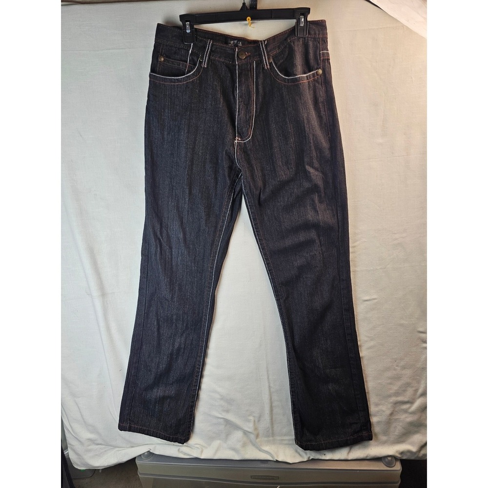 Five Elementz Mens Dark Wash Embroidered Back Pocket Straight Leg Jeans 34x34
